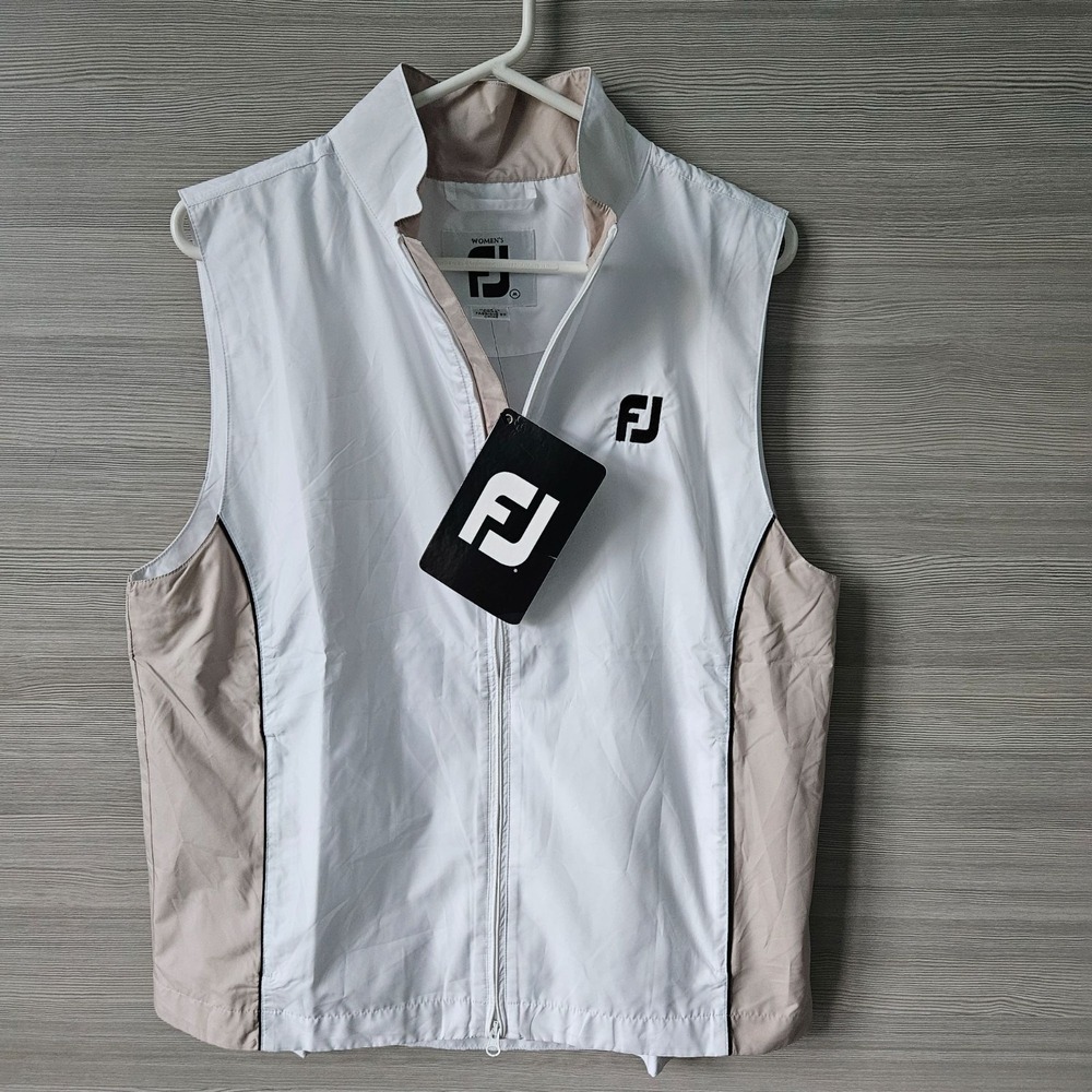 FootJoy Womens Golf Vest Size M White Full Zip Windshirt Water Resistant NWT